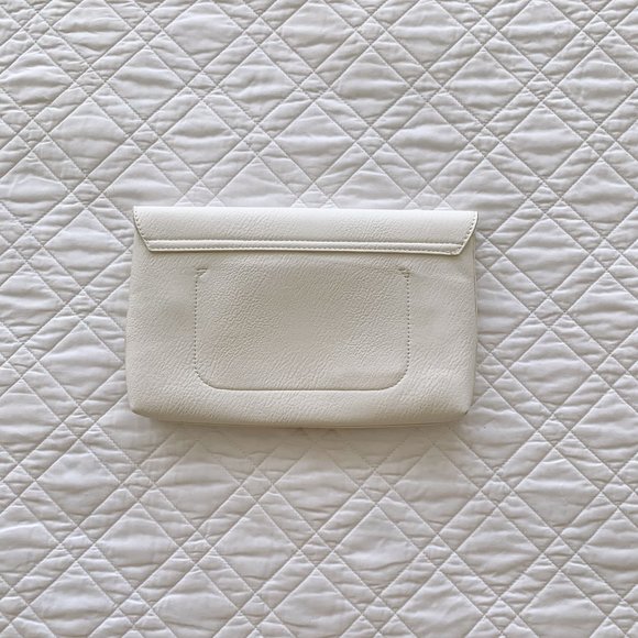 BP CLUTCH - FAUX LEATHER - WHITE - WOODEN HANDLE - Picture 5 of 10
